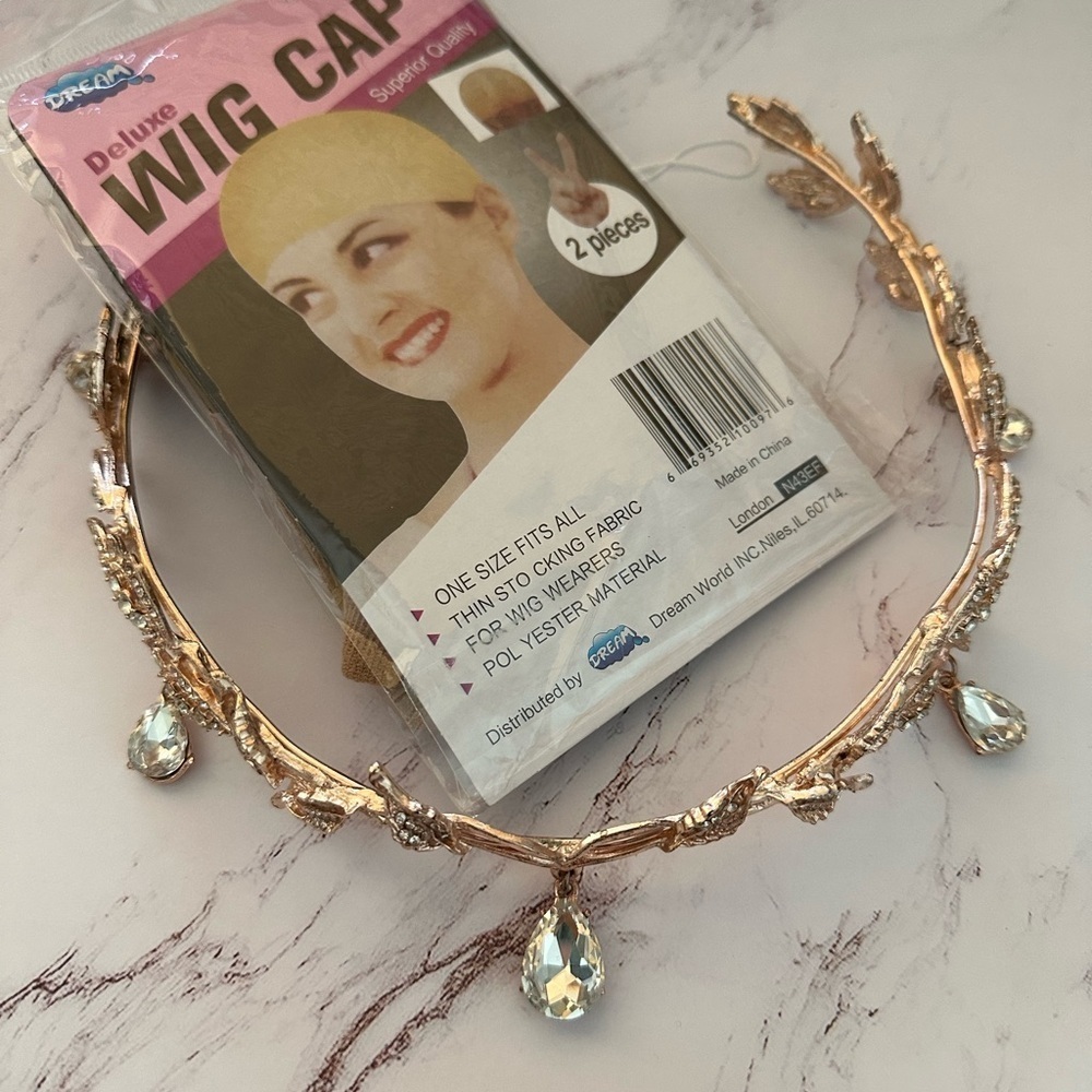 Bellady Gold Leaf Tiara Headband with Dangling Crystals Theme Party Events - Picture 2 of 4
